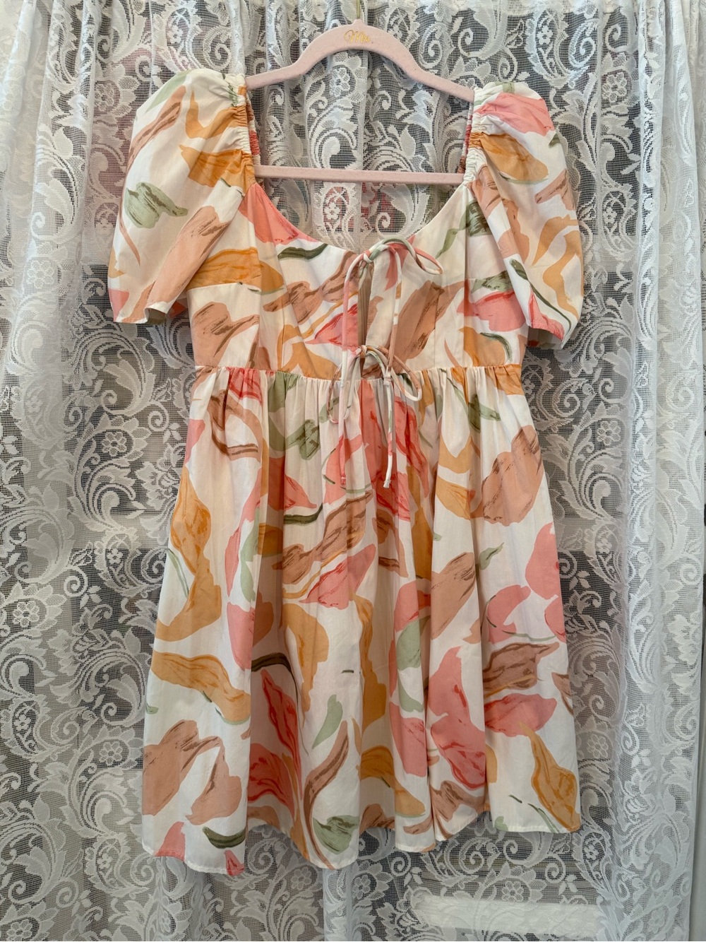 NWT Abercrombie Keyhole Floral Babydoll Mini Dress - Picture 2 of 4